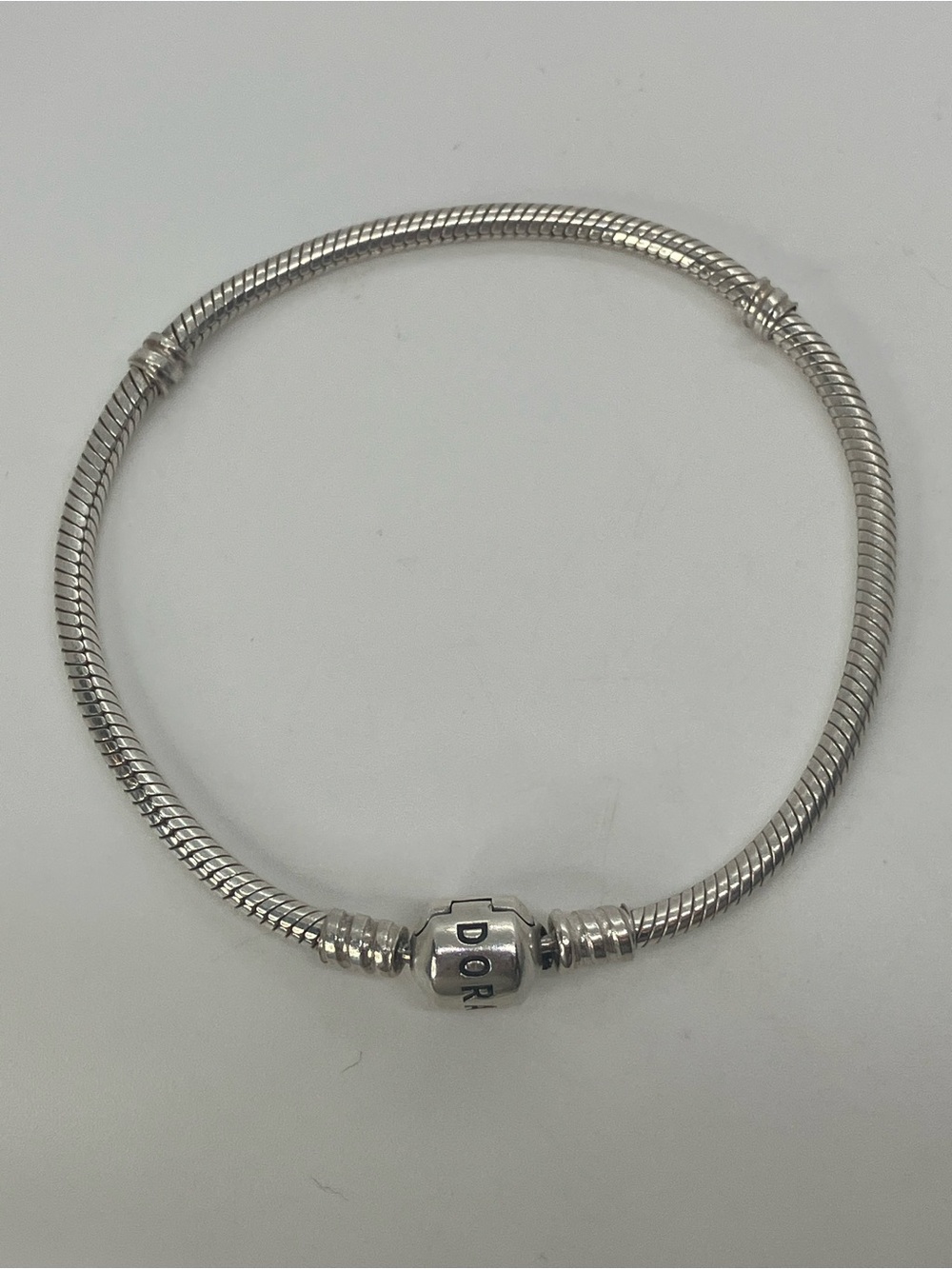 Pandora Moments 925 ALE Sterling Silver Snake Chain Charm Bracelet | 7.6”